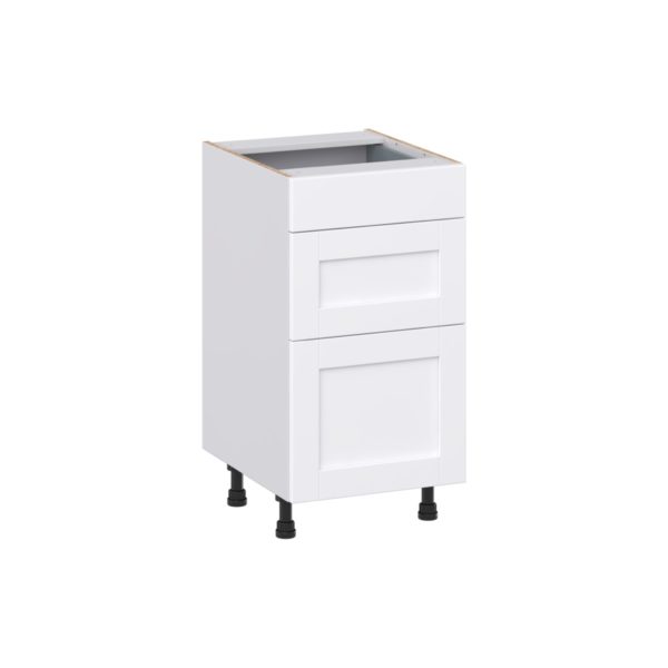 Dahlia Bright White Shaker Assembled 18 in. W x 34.5 in. H x 21 in. D Vanity Drawer Base Cabinet with 3 Drawers