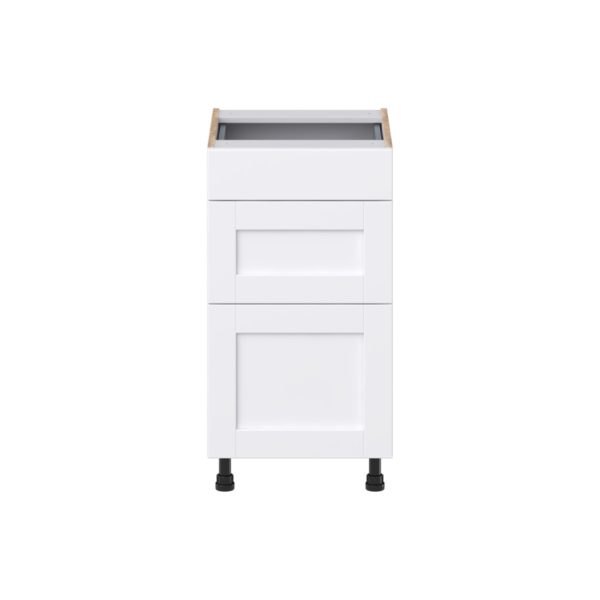 Dahlia Bright White Shaker Assembled 18 in. W x 34.5 in. H x 21 in. D Vanity Drawer Base Cabinet with 3 Drawers