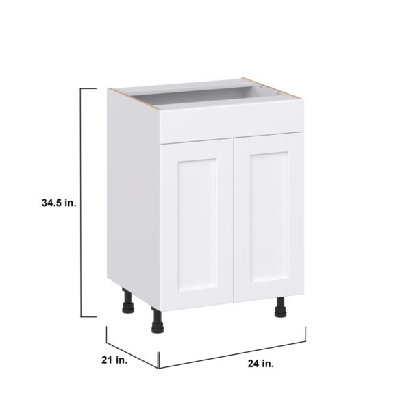 Dahlia Bright White Shaker Assembled 24 in. W x 34.5 in. H x 21 in. D Vanity Sink Base Cabinet with False Front