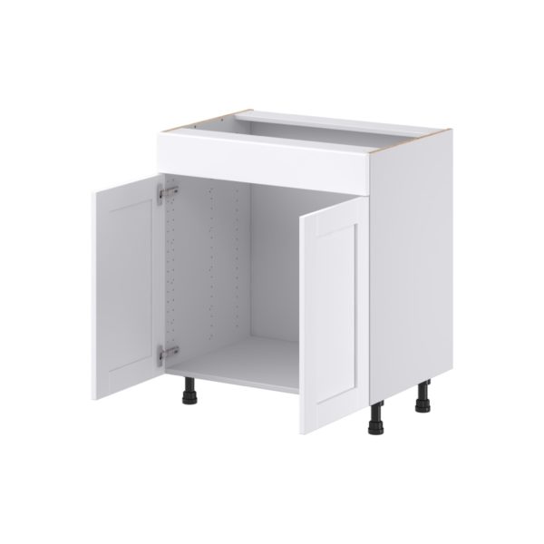 Dahlia Bright White Shaker Assembled 30 in. W x 34.5 in. H x 21 in. D Vanity Sink Base Cabinet with False Front