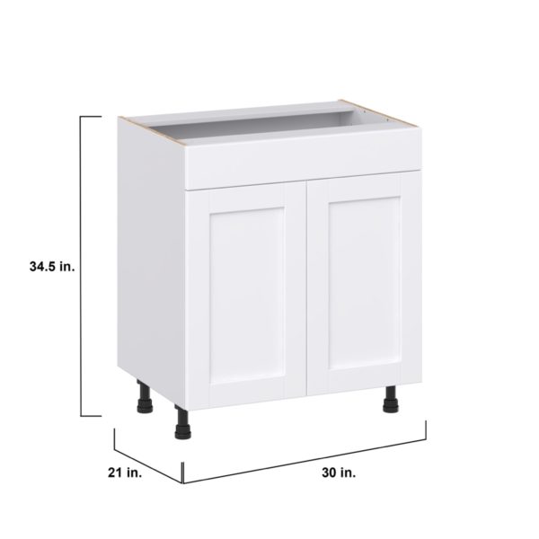 Dahlia Bright White Shaker Assembled 30 in. W x 34.5 in. H x 21 in. D Vanity Sink Base Cabinet with False Front