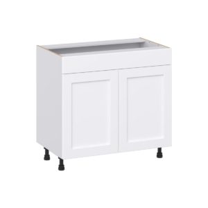 Dahlia Bright White Shaker Assembled 36 in. W x 34.5 in.H x 21 in. D Vanity Sink Base Cabinet with False Front