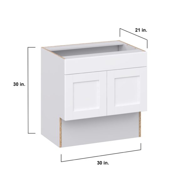 Dahlia Bright White Shaker Assembled 30 in. W x 30 in. H x 21 in. D ADA Vanity Sink Base Cabinet With Removable Front