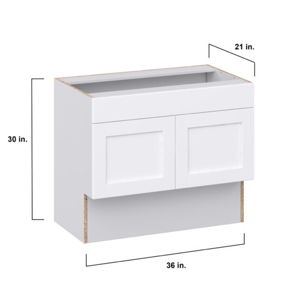 Dahlia Bright White Shaker Assembled 36 in. W x 30 in. H x 21 in. D ADA Vanity Sink Base Cabinet With Removable Front