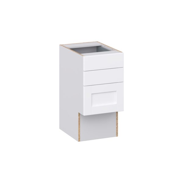 Dahlia Bright White Shaker Assembled 15 in. W x 30 in. H x 21 in. D Vanity ADA Drawer Base Cabinet with 3 Drawers