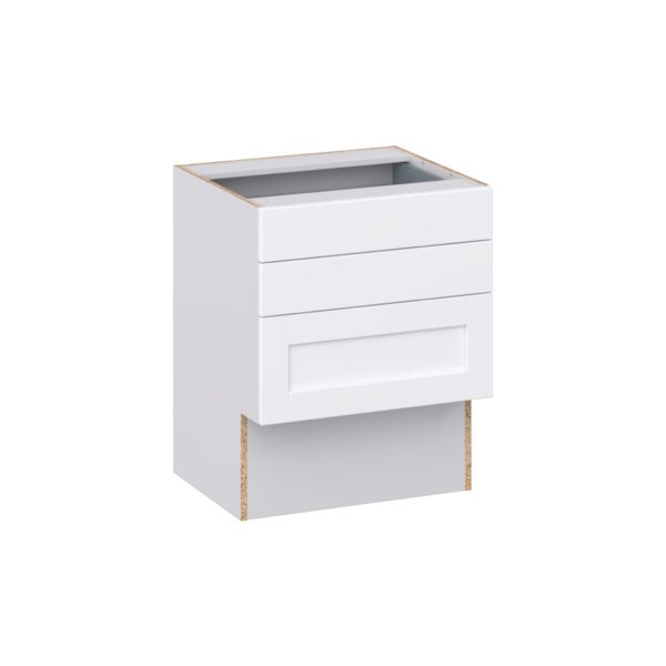 Dahlia Bright White Shaker Assembled 24 in. W x 30 in. H x 21 in. D Vanity ADA Drawer Base Cabinet with 3 Drawers