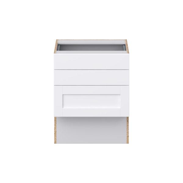 Dahlia Bright White Shaker Assembled 24 in. W x 30 in. H x 21 in. D Vanity ADA Drawer Base Cabinet with 3 Drawers