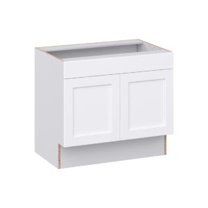 Dahlia Bright White Shaker Assembled 36 in. W x 32.5 in. H x 24 in. D ADA Sink Base With Removable Front Cabinet