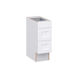 Dahlia Bright White Shaker Assembled 12 in. W x 32.5 in. H x 24 in. D ADA Drawer Base Cabinet with 3 Drawers