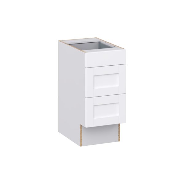 Dahlia Bright White Shaker Assembled 15 in. W x 32.5 in. H x 24 in. D ADA Drawer Base Cabinet with 3 Drawers