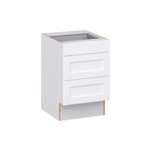 Dahlia Bright White Shaker Assembled 21 in. W x 32.5 in. H x 24 in. D ADA Drawer Base Cabinet with 3 Drawers