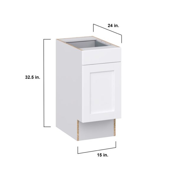 Dahlia Bright White Shaker Assembled 15 in. W x 32.5 in. H x 24 in. D Accessible ADA Base Cabinet with 1 Drawer