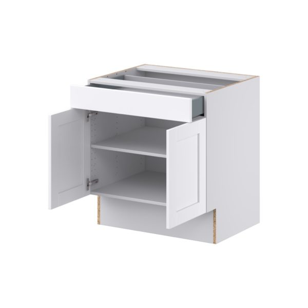 Dahlia Bright White Shaker Assembled 30 in. W x 32.5 in. H x 24 in. D Accessible ADA Base Cabinet with 1 Drawer