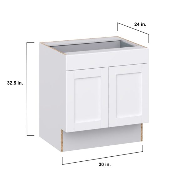 Dahlia Bright White Shaker Assembled 30 in. W x 32.5 in. H x 24 in. D Accessible ADA Base Cabinet with 1 Drawer