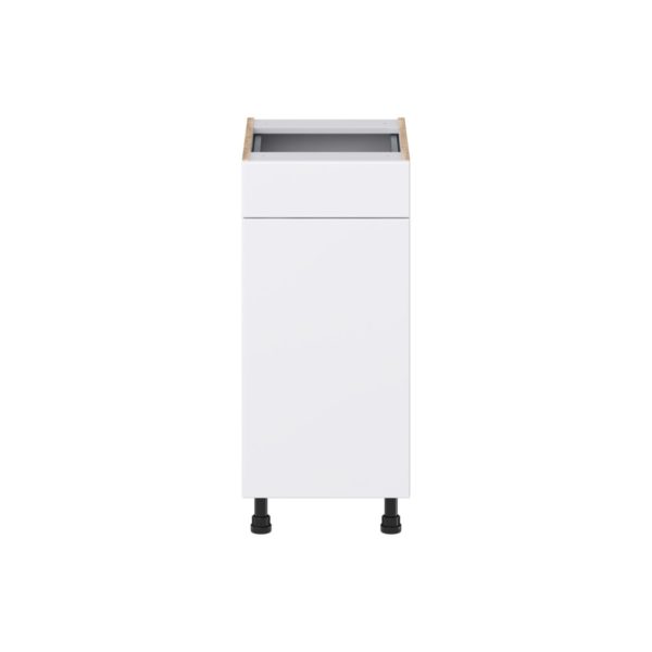 Lily Bright White Slab Assembled 15 in. W x 34.5 in. H x 21 in. D Vanity Base Cabinet with 1 Drawer