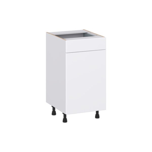 Lily Bright White Slab Assembled 18 in. W x 34.5 in. H x 21 in. D Vanity Base Cabinet with 1 Drawer