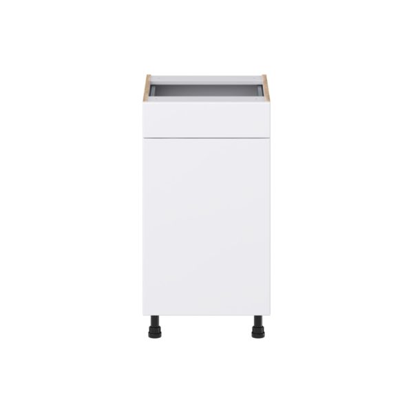 Lily Bright White Slab Assembled 18 in. W x 34.5 in. H x 21 in. D Vanity Base Cabinet with 1 Drawer