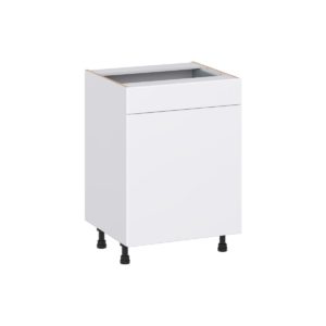 Lily Bright White Slab Assembled 24 in. W x 34.5 in. H x 21 in. D Vanity Base Cabinet with 1 Drawer