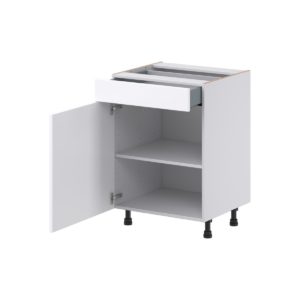 Lily Bright White Slab Assembled 24 in. W x 34.5 in. H x 21 in. D Vanity Base Cabinet with 1 Drawer