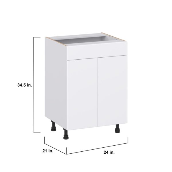 Lily Bright White Slab Assembled 24 in. W x 34.5 in. H x 21 in. D Vanity Sink Base Cabinet with False Front