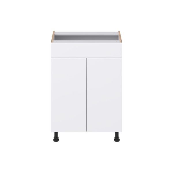 Lily Bright White Slab Assembled 24 in. W x 34.5 in. H x 21 in. D Vanity Sink Base Cabinet with False Front