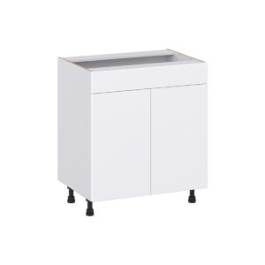 Lily Bright White Slab Assembled 30 in. W x 34.5 in. H x 21 in. D Vanity Sink Base Cabinet with False Front