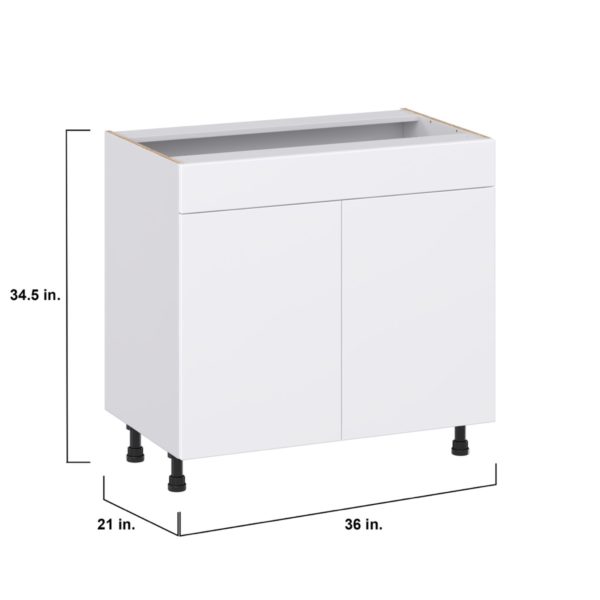 Lily Bright White Slab Assembled 36 in. W x 34.5 in.H x 21 in. D Vanity Sink Base Cabinet with False Front