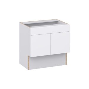 Lily Bright White Slab Assembled 30 in. W x 30 in. H x 21 in. D ADA Vanity Sink Base Cabinet With Removable Front