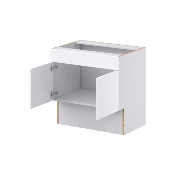 Lily Bright White Slab Assembled 30 in. W x 30 in. H x 21 in. D ADA Vanity Sink Base Cabinet With Removable Front