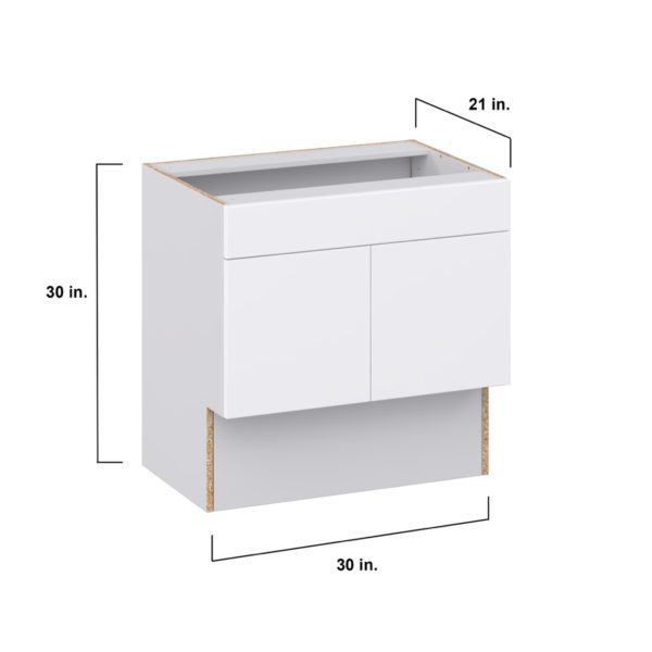 Lily Bright White Slab Assembled 30 in. W x 30 in. H x 21 in. D ADA Vanity Sink Base Cabinet With Removable Front