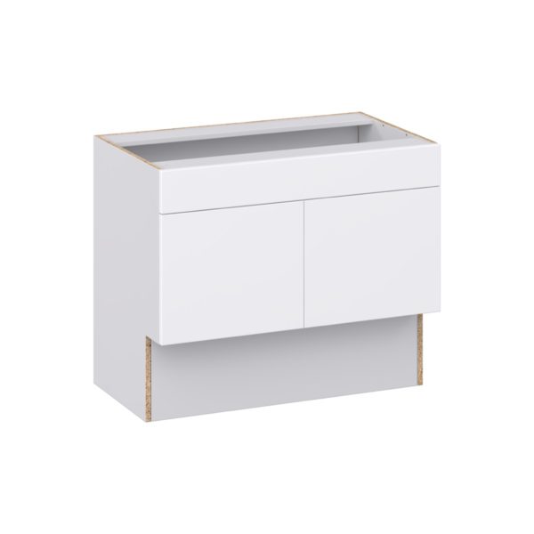 Lily Bright White Slab Assembled 36 in. W x 30 in. H x 21 in. D ADA Vanity Sink Base Cabinet With Removable Front