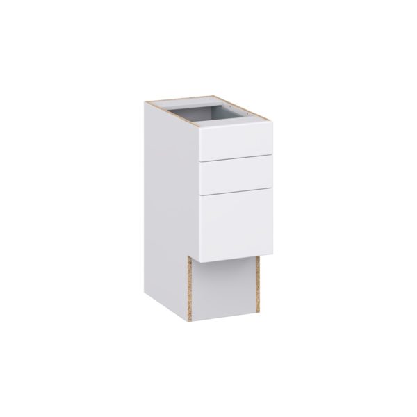 Lily Bright White Slab Assembled 12 in. W x 30 in. H x 21 in. D Vanity ADA Drawer Base Cabinet with 3 Drawers