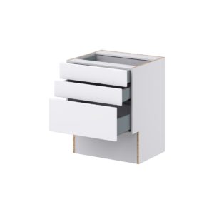 Lily Bright White Slab Assembled 24 in. W x 30 in. H x 21 in. D Vanity ADA Drawer Base Cabinet with 3 Drawers