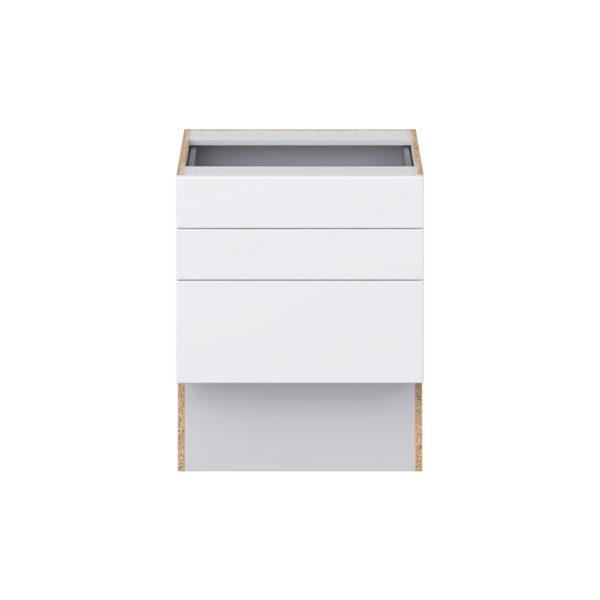 Lily Bright White Slab Assembled 24 in. W x 30 in. H x 21 in. D Vanity ADA Drawer Base Cabinet with 3 Drawers