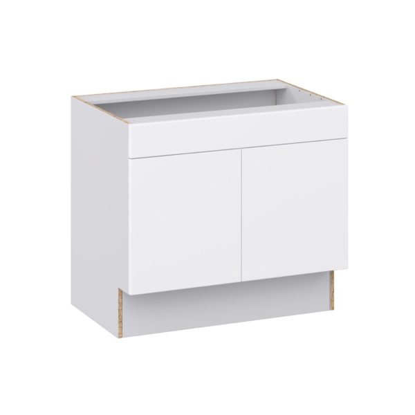 Lily Bright White Slab Assembled 36 in. W x 32.5 in. H x 24 in. D ADA Sink Base With Removable Front Cabinet