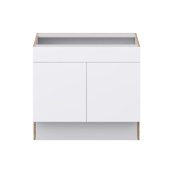 Lily Bright White Slab Assembled 36 in. W x 32.5 in. H x 24 in. D ADA Sink Base With Removable Front Cabinet