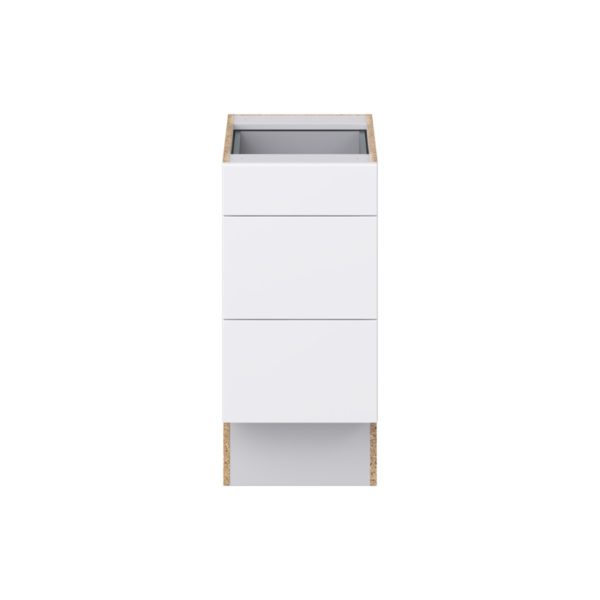 Lily Bright White Slab Assembled 15 in. W x 32.5 in. H x 24 in. D ADA Drawer Base Cabinet with 3 Drawers