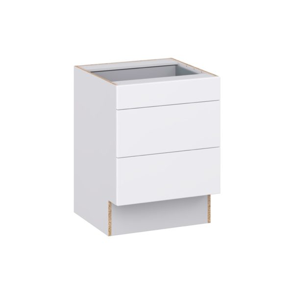 Lily Bright White Slab Assembled 24 in. W x 32.5 in. H x 24 in. D ADA Drawer Base Cabinet with 3 Drawers