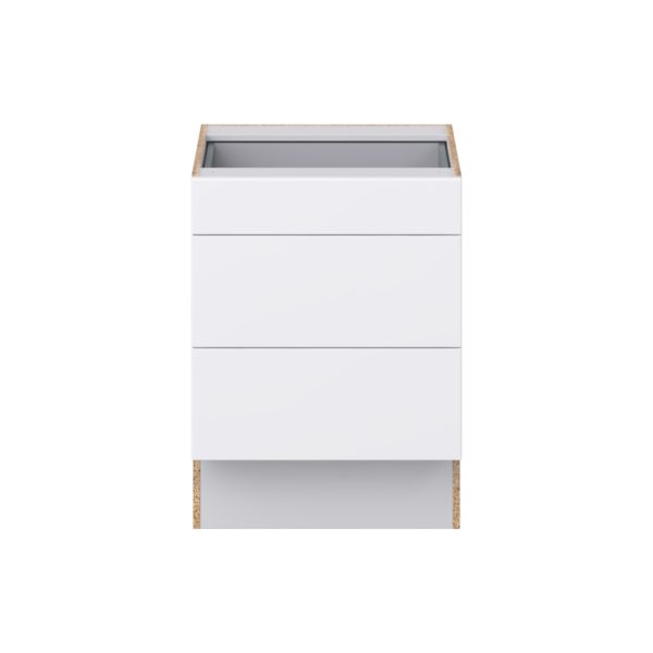 Lily Bright White Slab Assembled 24 in. W x 32.5 in. H x 24 in. D ADA Drawer Base Cabinet with 3 Drawers