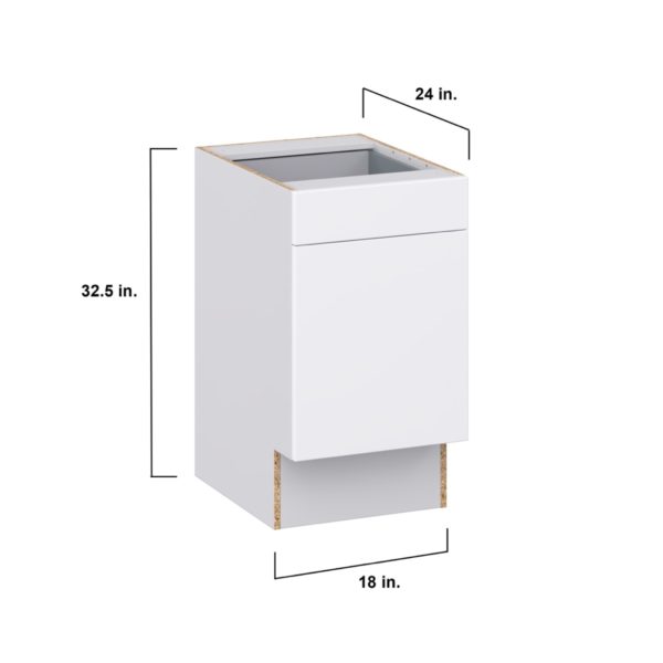 Lily Bright White Slab Assembled 18 in. W x 32.5 in. H x 24 in. D Accessible ADA Base Cabinet with 1 Drawer