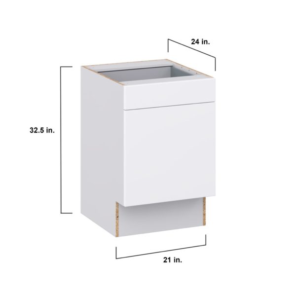 Lily Bright White Slab Assembled 21 in. W x 32.5 in. H x 24 in. D Accessible ADA Base Cabinet with 1 Drawer