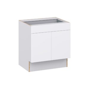 Lily Bright White Slab Assembled 30 in. W x 32.5 in. H x 24 in. D Accessible ADA Base Cabinet with 1 Drawer