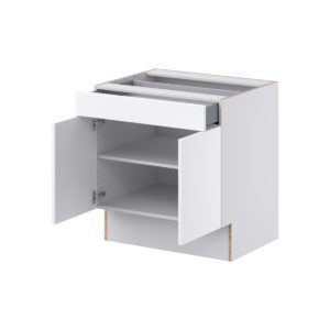 Lily Bright White Slab Assembled 30 in. W x 32.5 in. H x 24 in. D Accessible ADA Base Cabinet with 1 Drawer