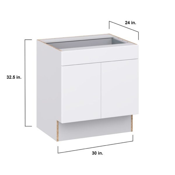 Lily Bright White Slab Assembled 30 in. W x 32.5 in. H x 24 in. D Accessible ADA Base Cabinet with 1 Drawer