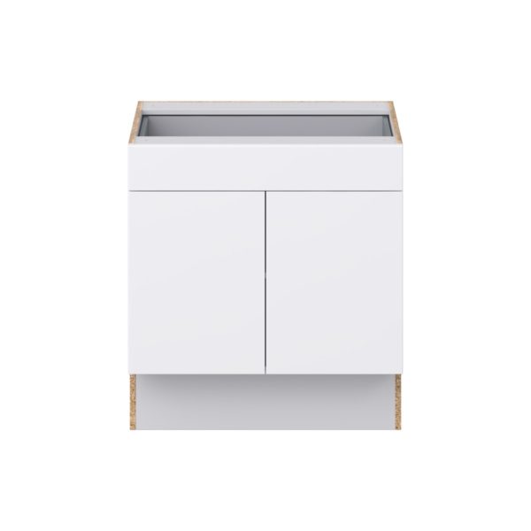 Lily Bright White Slab Assembled 30 in. W x 32.5 in. H x 24 in. D Accessible ADA Base Cabinet with 1 Drawer