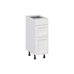 Magnolia Painted Bright White Recessed Assembled 12 in. W x 34.5 in. H x 21 in. D Vanity Drawer Base Cabinet with 3 Drawers