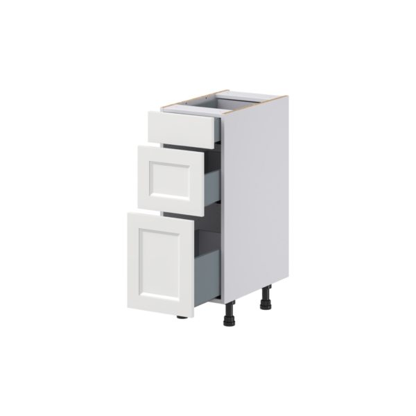 Magnolia Painted Bright White Recessed Assembled 12 in. W x 34.5 in. H x 21 in. D Vanity Drawer Base Cabinet with 3 Drawers