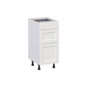 Magnolia Painted Bright White Recessed Assembled 15 in. W x 34.5 in. H x 21 in. D Vanity Drawer Base Cabinet with 3 Drawers