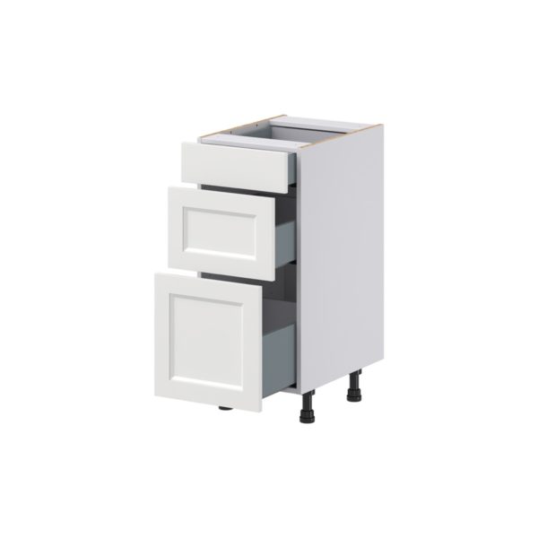 Magnolia Painted Bright White Recessed Assembled 15 in. W x 34.5 in. H x 21 in. D Vanity Drawer Base Cabinet with 3 Drawers