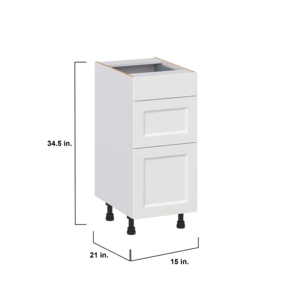 Magnolia Painted Bright White Recessed Assembled 15 in. W x 34.5 in. H x 21 in. D Vanity Drawer Base Cabinet with 3 Drawers